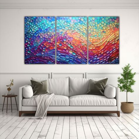 Juego De 3 Arte De Pared En Estilo Puntillismo 120x60 Cm-2
