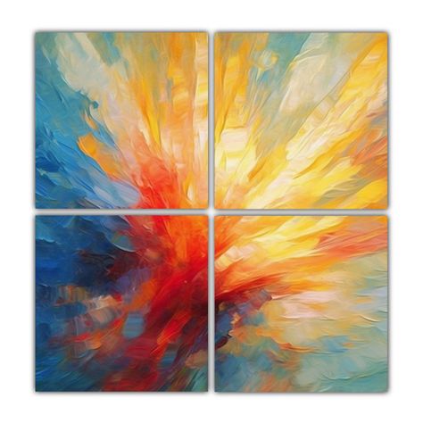 Cuadro Abstracto De Intensidad En Bastidor Vintage 200x200 Cm-0