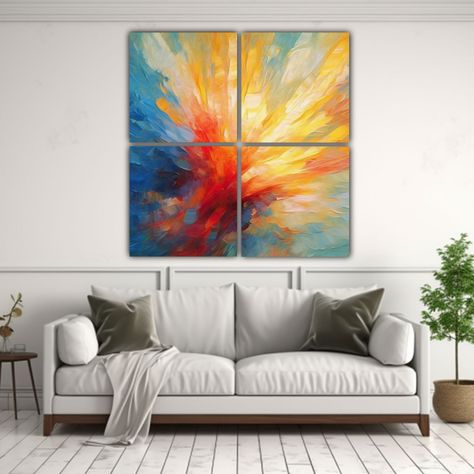 Cuadro Abstracto De Intensidad En Bastidor Vintage 200x200 Cm-2