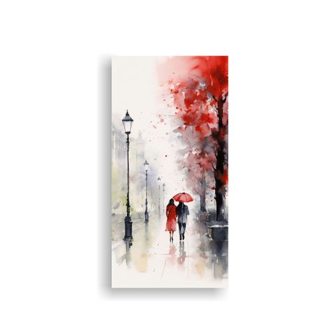 Paseo Innovador Bajo La Lluvia Con Paraguas Rojo 80x160cm-0