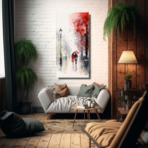 Paseo Innovador Bajo La Lluvia Con Paraguas Rojo 80x160cm-2