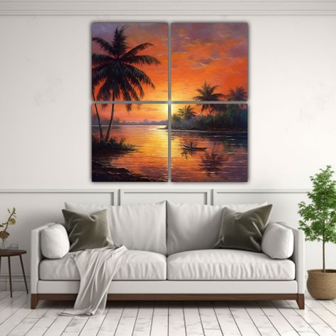 Cuatro Telas En Bastidor Con Diseño Estrellados 100x100 Cm-2