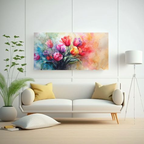 Cuadro De Besos Bajo La Lluvia Acuarela 160x80cm-2