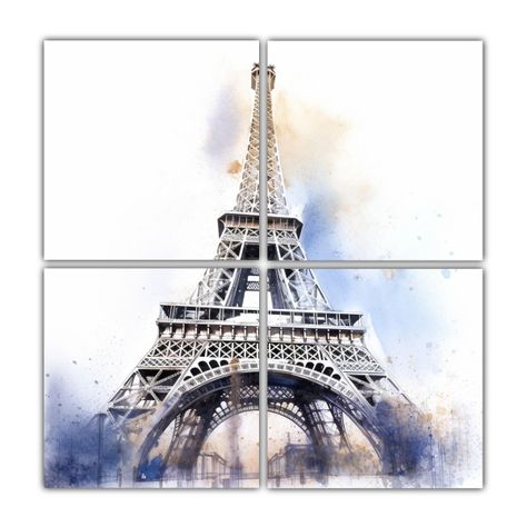 Cuadros De Tela Cuadrados De La Torre Eiffel 200x200 Cm-0