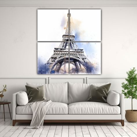 Cuadros De Tela Cuadrados De La Torre Eiffel 200x200 Cm-2