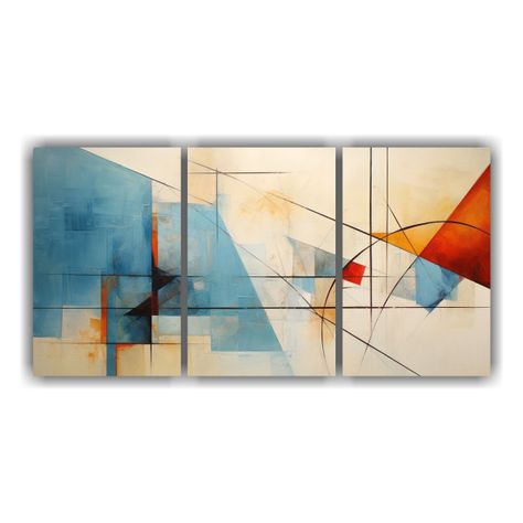 Tres Telas En Bastidor: Abstracción Esquema 180x90 Cm-0