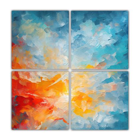 Cuadro Abstracto Para Sala En Tonos Azul Cielo 200x200 Cm-0