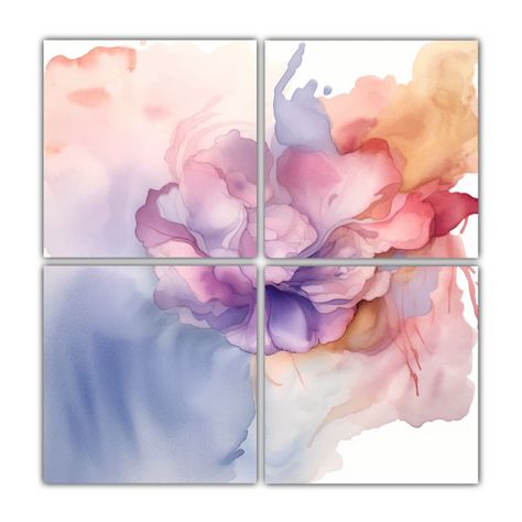 Pinturas Decorativas 4 Lienzos Tonos Acuarela 200x200 Cm-0