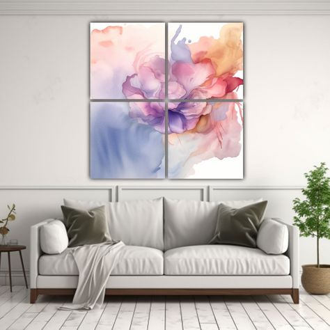 Pinturas Decorativas 4 Lienzos Tonos Acuarela 200x200 Cm-2