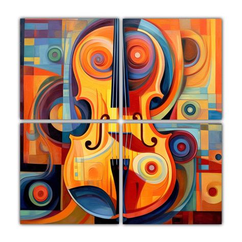 Cuadro Moderno Visual Jueves Pintura De Un Cello 200x200 Cm-0