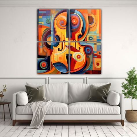 Cuadro Moderno Visual Jueves Pintura De Un Cello 200x200 Cm-2