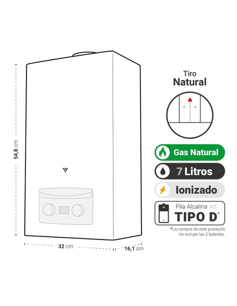 Calefont Tiro Natural 7 litros Gas Natural-1