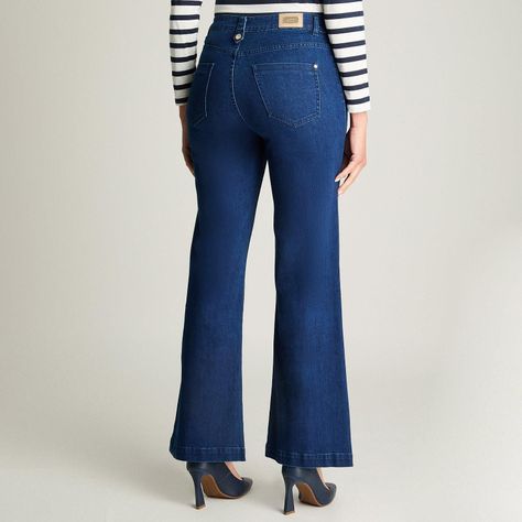 Jeans Flare Con Botones Azul-1
