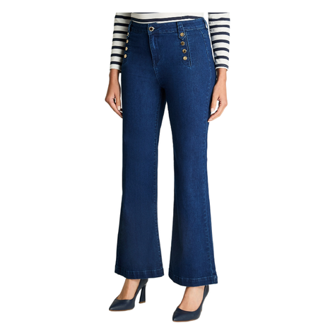 Jeans Flare Con Botones Azul-0