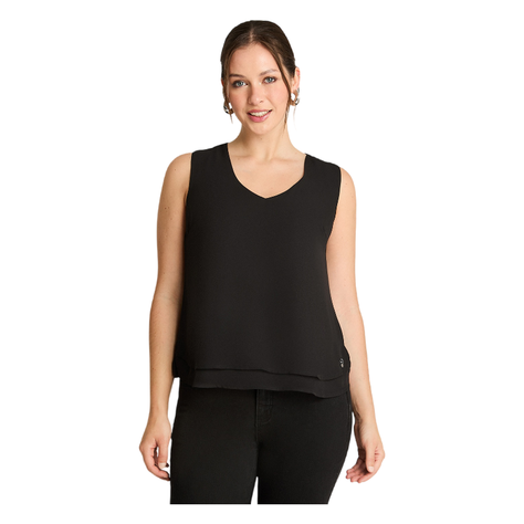Blusa Sin Mangas Con Capas Negro-0