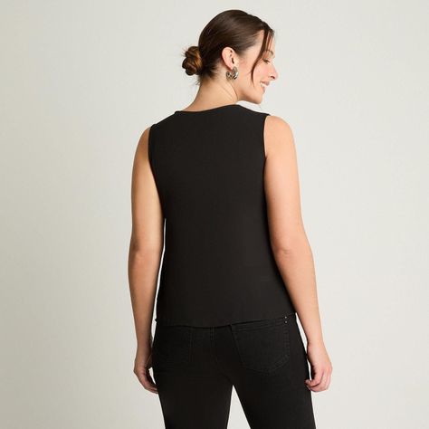 Blusa Sin Mangas Con Capas Negro-1