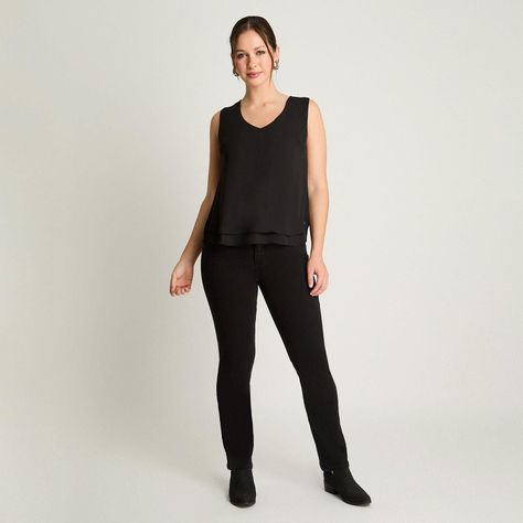 Blusa Sin Mangas Con Capas Negro-3