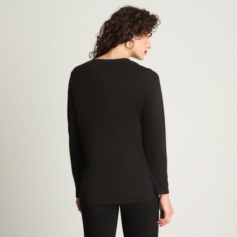 Polera Manga Larga Mix Fabric Negro-1
