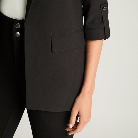 Blazer Manga Larga Roll Up Negro-2