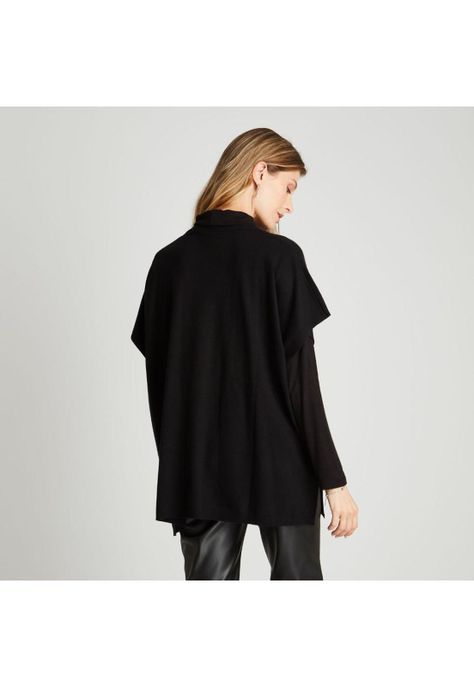 Poncho Con Aplicación De Brillos Negro-1