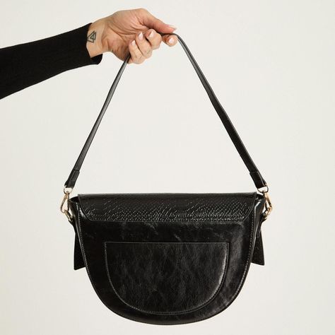 Cartera Rigida Con Pu De Pitón Y Aplicación Negro-1