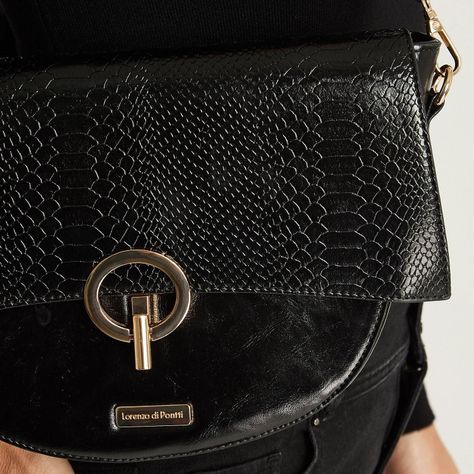 Cartera Rigida Con Pu De Pitón Y Aplicación Negro-2