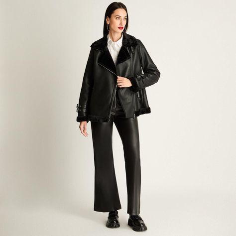 Chaqueta Bonded Con Hebilla En Mangas Negro-2