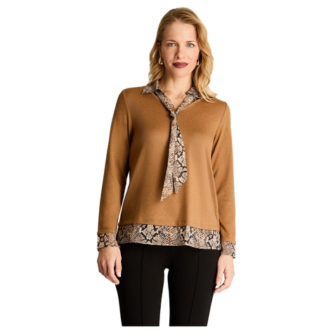 Polera Manga Larga Lanilla Twin Set Pañuelo Camel-4