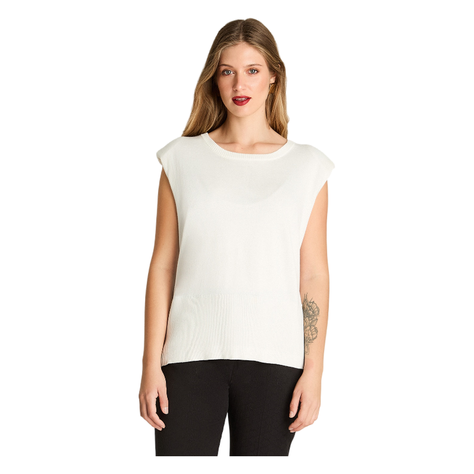 Polera Lanialla Escote Redondo Sin Mangas Crudo-0