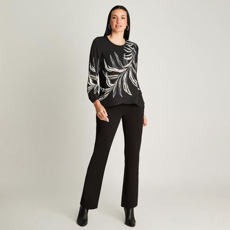 Blusa Manga Larga Escote Redondo Con Capas Negro-3