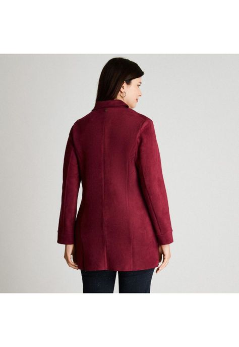 Chaqueta Bonded Magenta Manga Larga Cuello Solapa-1