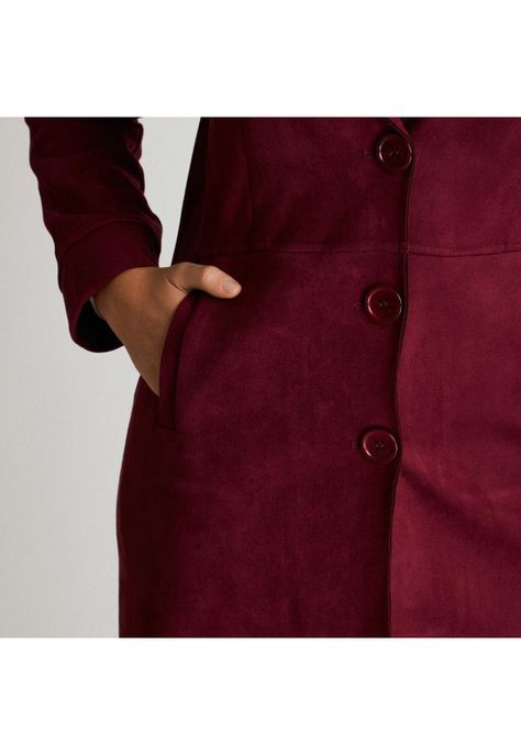 Chaqueta Bonded Magenta Manga Larga Cuello Solapa-2