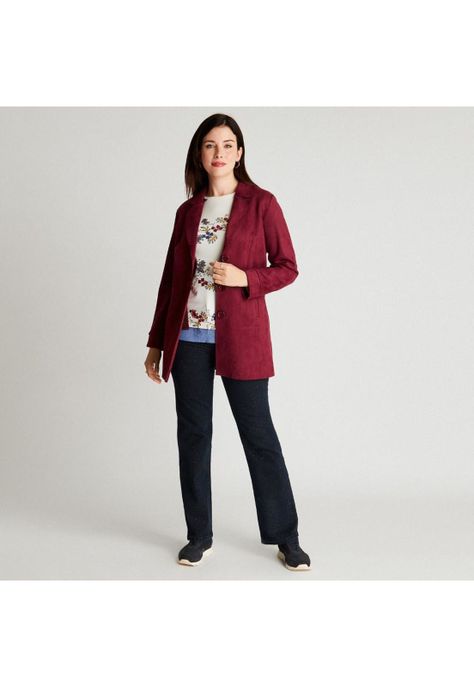 Chaqueta Bonded Magenta Manga Larga Cuello Solapa-3
