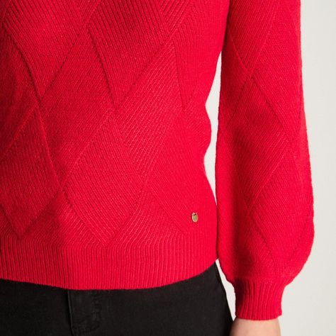 Sweater Manga Globo Rombos Rojo-2