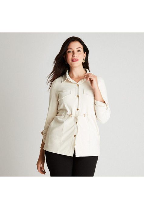 Chaqueta Bonded Arena Manga Larga Cuello Camisero-0