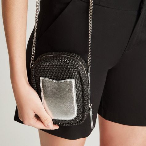 Porta Celular Raffia Negro Metalizado-1