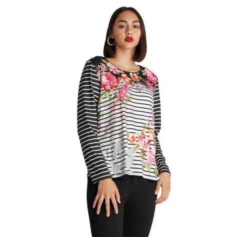 Polera Lanilla Cuello Redondo Estampada Negro-0