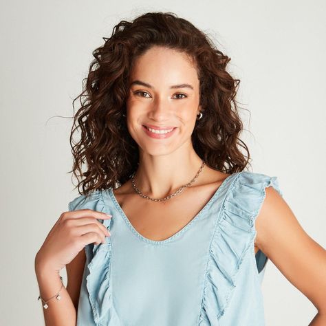 Blusa Celeste Sin Manga Cuello V-2