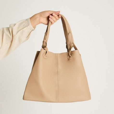 Cartera Con Strap De Pu Y Bolsillo Interno Camel-1
