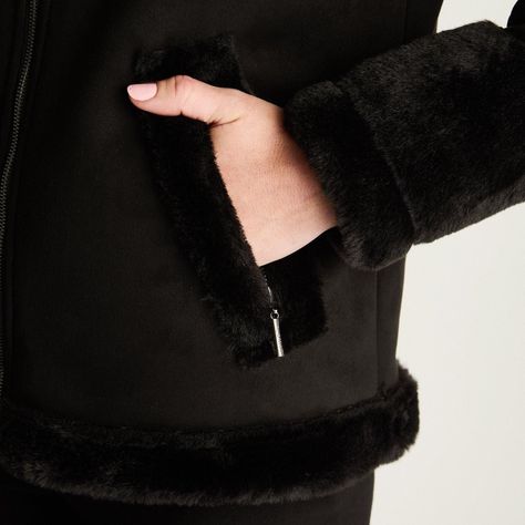 Chaqueta Bonded Manga Larga Negro-3