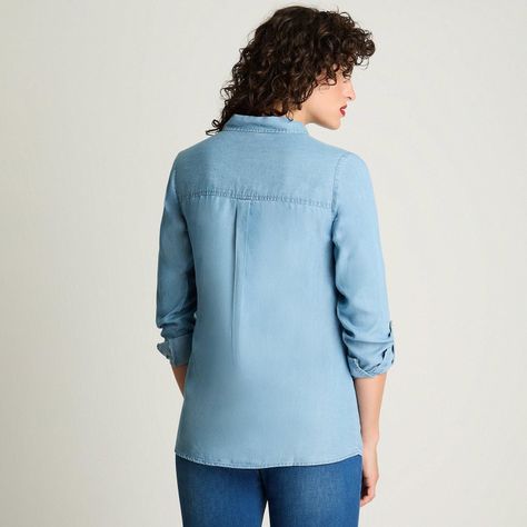 Blusa Manga Larga Lyocell Denim Celeste-1