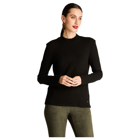 Polera Rib Manga Larga Cuello Mock Negro-4