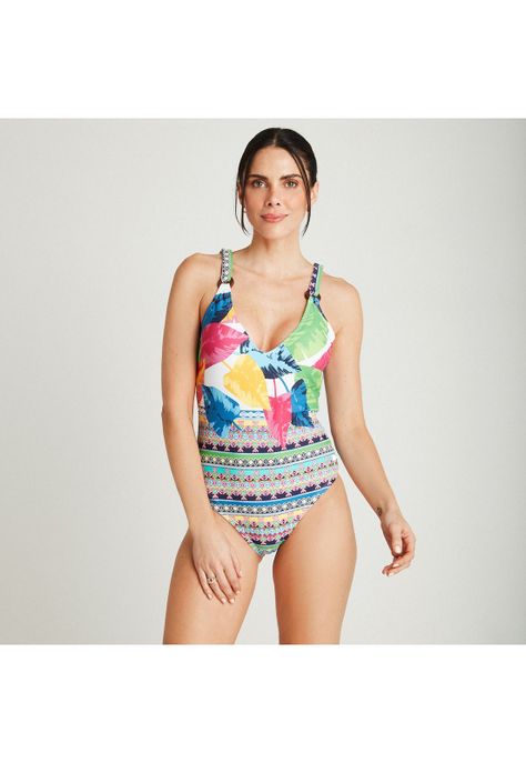 Traje De Baño 1 Pieza Estampado Crudo-0