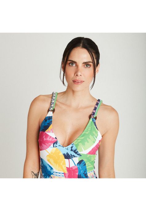 Traje De Baño 1 Pieza Estampado Crudo-3