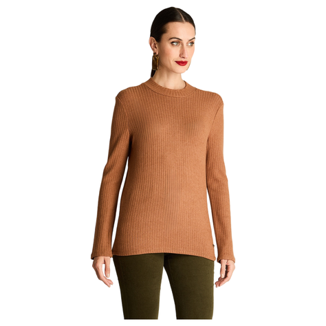 Polera Rib Manga Larga Cuello Mock Camel-0