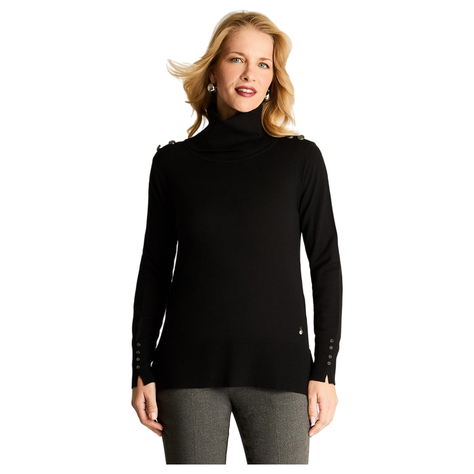 Sweater Manga Larga Cuello Alto Con Tachas Negro-4