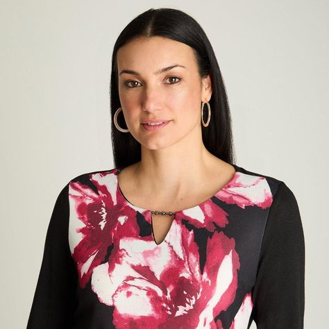Polera Manga Larga Lanialla Escote Redondo Estampada Negro-2