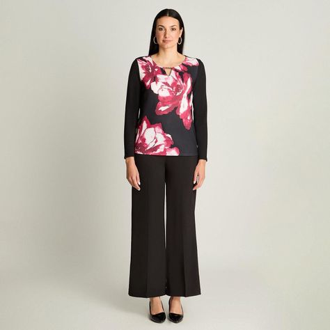 Polera Manga Larga Lanialla Escote Redondo Estampada Negro-3