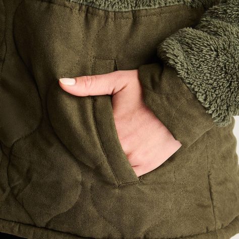Polerón Coral Fleece Con Detalles En Quilted Verde-3
