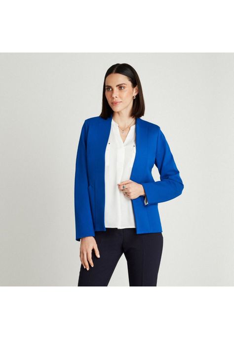 Blazer Azulino Manga Larga Cuello Solapa-0